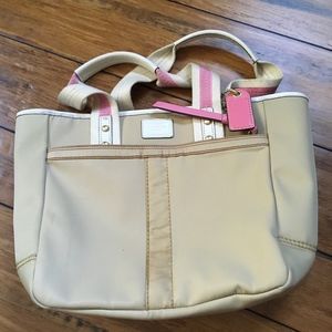 Tan and Pink Coach Leather Bag